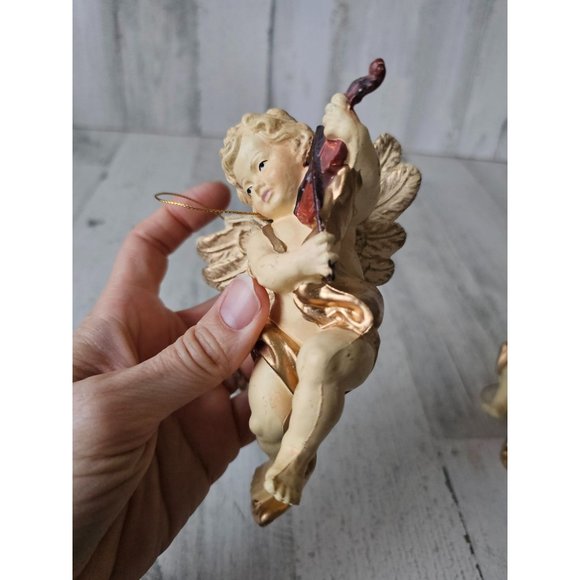 Vintage hanging cherub angel baby musical banjo Xmas Nativity statue religious d - Picture 10 of 14